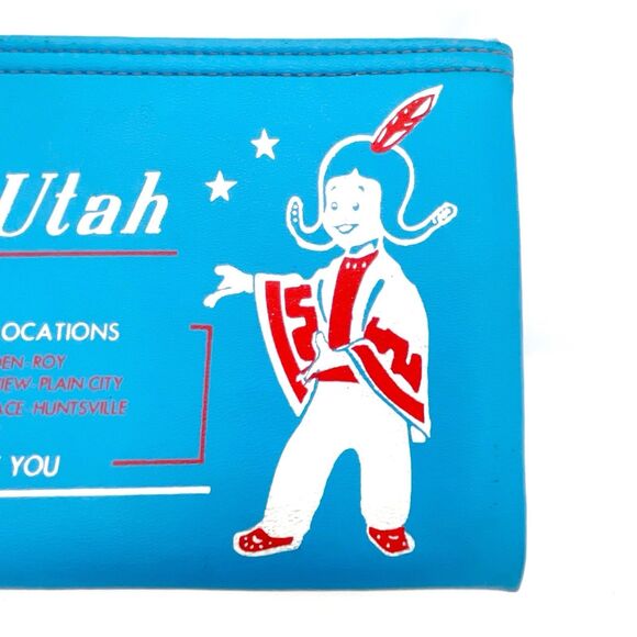 Vintage Bank of Utah Vinyl Zipper Pouch Blue Advertising Deposit Bag Ogden Roy - Picture 5 of 9